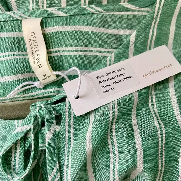 Gentle Fawn Emily Striped Long Sleeve Dress, Palm Stripe Dress, Lined Sz: M - Picture 7 of 12